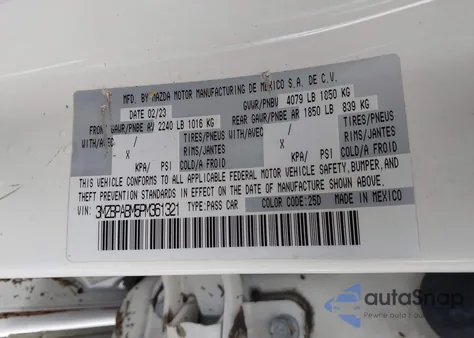 2023 Mazda Mazda3 2.5 S Select from USA, damaged, VIN 3MZBPABM5PM361321